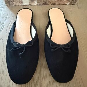 J Crew Black suede mule ballet flat, size 6, NWT / Box